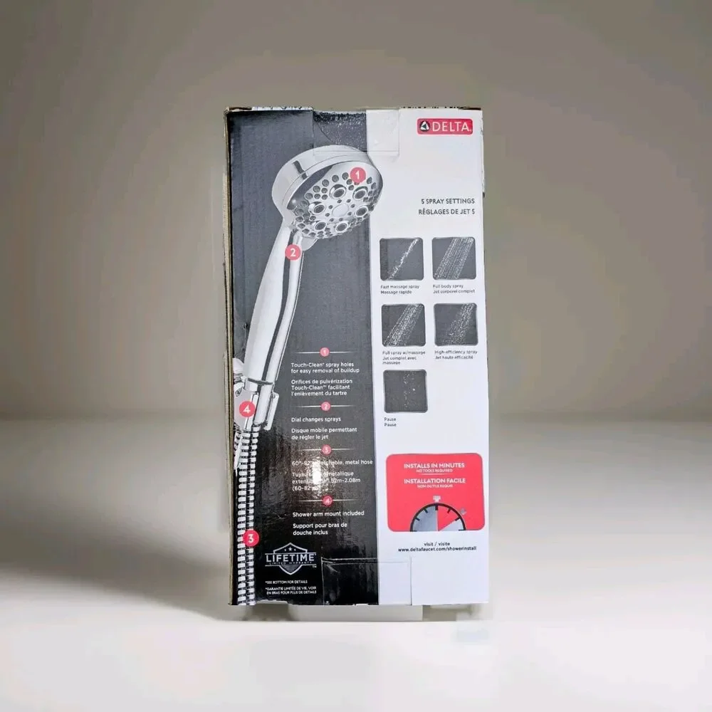 Delta5-Spray Wall Mount Handheld Shower Head 1.75 GPM in Chrome - 54434-18-PK